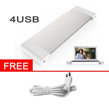 

LESHP Universal Aluminum 4 Ports USB Laptop Computer Monitor Holder Bracket Save Space Heighten Stand For PC Computer For Apple