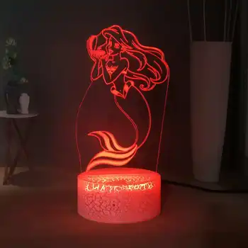 

Little Mermaid Ariel Fairy Tale LED Child Sleep Night Light Daughter of the Sea RGB Multicolor Creative Kids Room Decor Toy Gift
