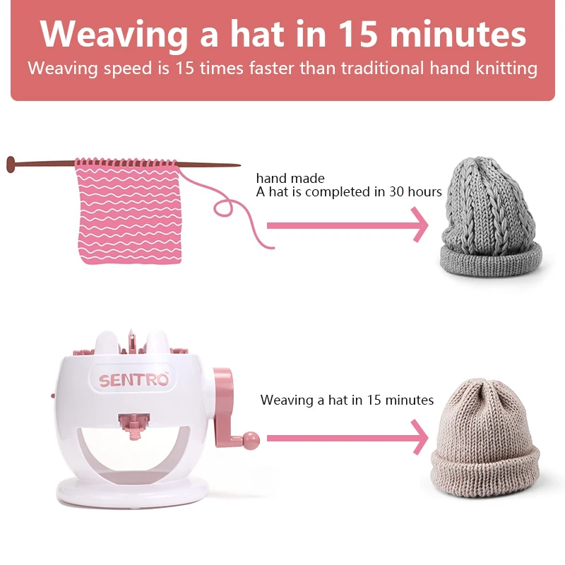 QJH Christmas Hat/Scarf/Gloves/Sock Knitting Machine Adult Child Knitting Machine Set Holiday Gift 22 Needles DIY Handmade