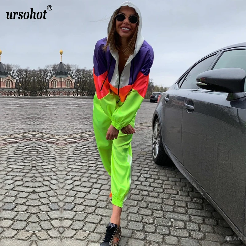 

Ursohot Loose Women Tracksuit Zip Hooded And High Waist Pants 2 Piece Set Workout Sporwear Suit Casual Sweatwear Outfits Female