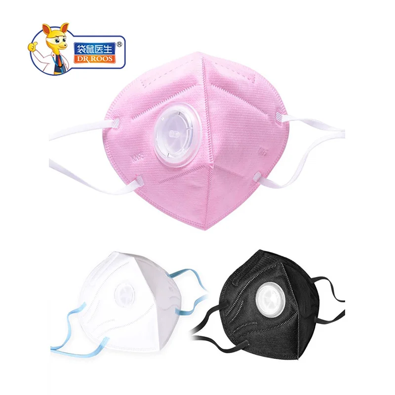 DR.ROOS 3 Pcs children kids PM2.5 Anti Haze dust Mask Breath Valve Mouth-muffle unisex Respirator face Mask White Black Pink