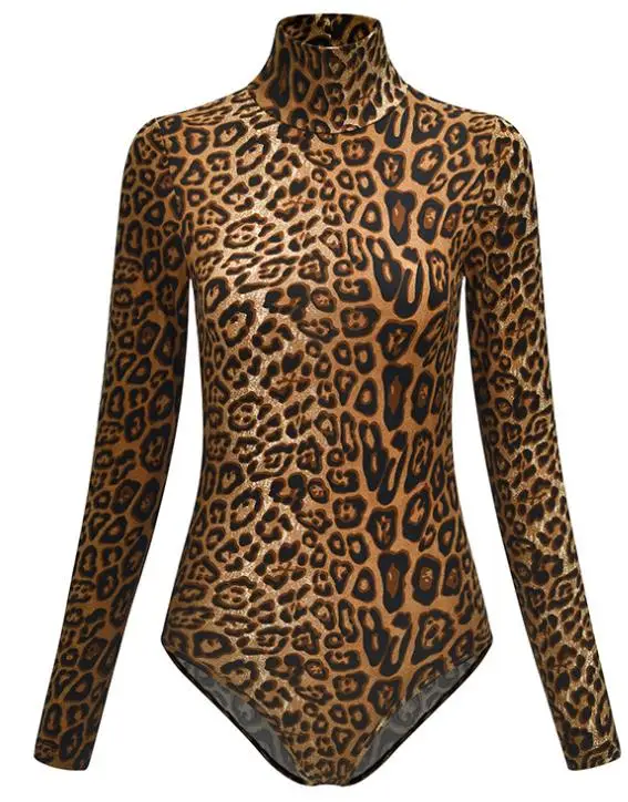 Leopard B Модный женский сексуальный комбинезон с длинным рукавом и высоким воротом, комбинезон со змеиным леопардом, зеброй, Тигром - Цвет: Leopard B