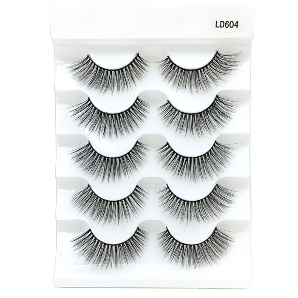 11 5 Pairs Soft 3D Mink Hair False Eyelashes Wispy Multilayers Cross Long Lashes Handmade Natural Thick Eye Makeup Extension Tools - Цвет: 11