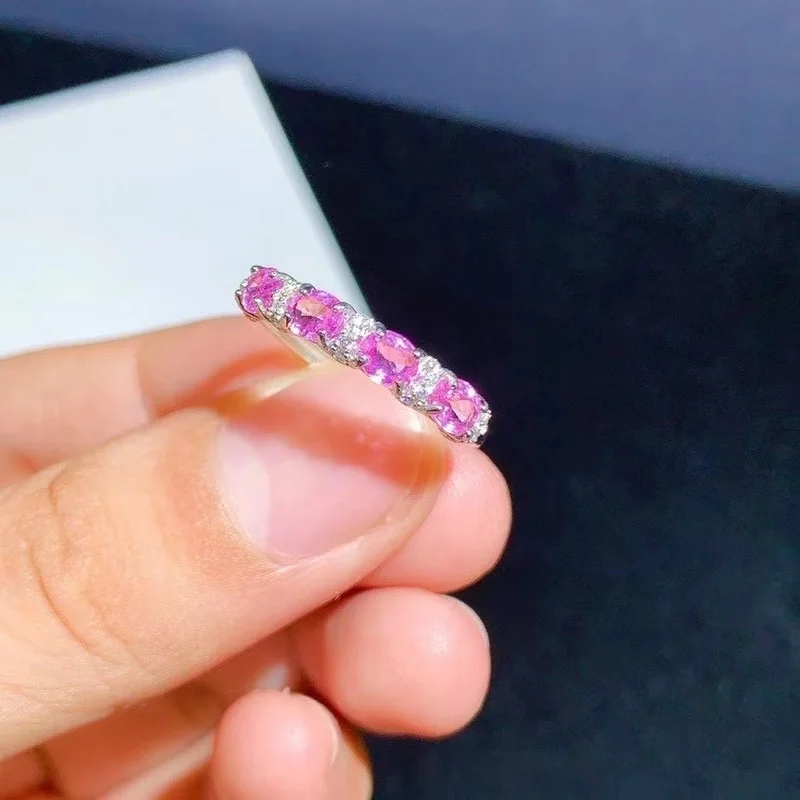 

Fashion Grace Thick Natural Pink Topaz Gem Ring S925 Silver Natural Gemstone Ring Girl Women Party Gift Fine Jewelry