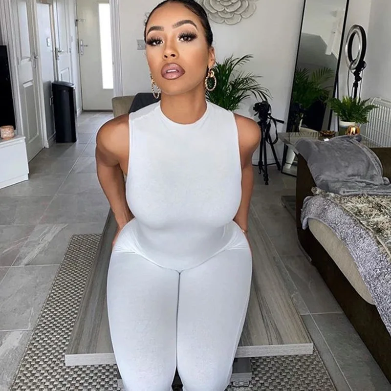 ANJAMANOR Sleeveless Bodycon Jumpsuit Woman Summer Clothes 2020 Sexy Clubwear Onezie for Women Lounge Active Wear D92-AB40 ANJAMANOR Sleeveless Bodycon Jumpsuit Woman Summer Clothes 2020 Sexy Clubwear Onezie for Women Lounge Active Wear D92-AB40