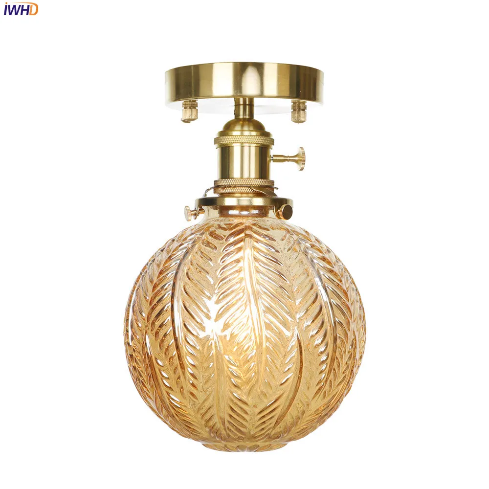 Iwhd Creative Carved Gl Ball Ceiling Light With Switch Copper Iwhd Creative Carved Gl Ball Ceiling