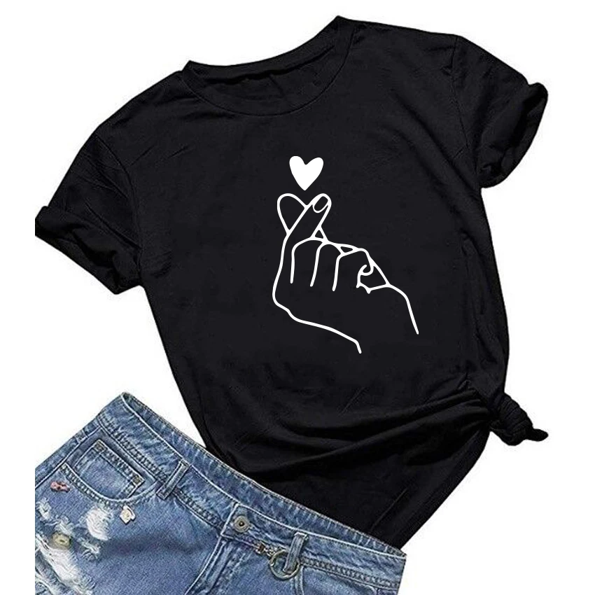 Women's t-shirt Harajuku love t shirt women feminina ladies Than heart ulzzang graphic t shirts women 2021 summer femme clothes