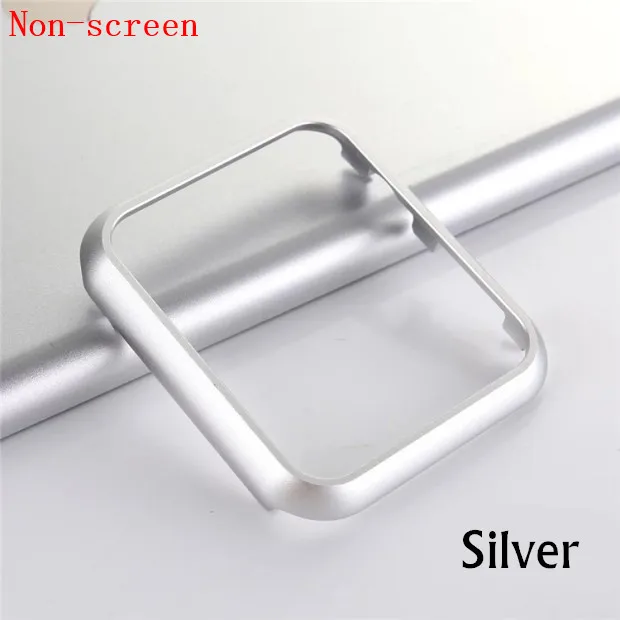 silver no screen Стекло+ рамка чехол для Apple Watch 5 4 3 44 мм 42 мм iwatch ремешок 40 мм 38 мм металлический бампер универсальная защитная рамка для экрана - Цвет ремешка: silver no screen