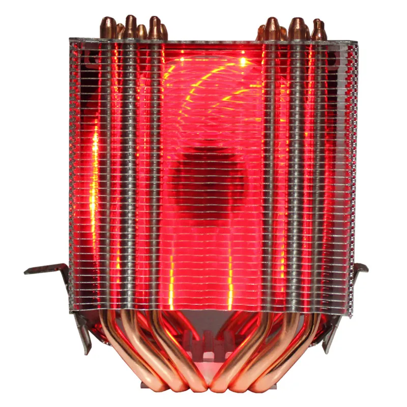 Красный 3/4PIN RGB светодиодный Процессор кулер 6-Heatpipe двойная башня 12V 9 см охлаждения радиатора для LGA 1150/1151/1155/1156/775/1366 AMD 2011 - Цвет лезвия: Красный