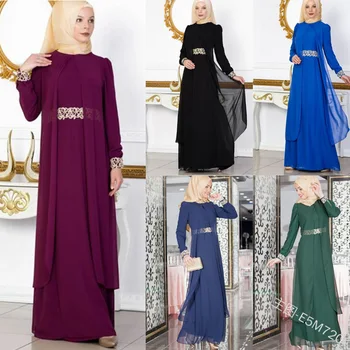 

Muslim Chiffon Abaya High Waist Maxi Dress Vestidos Cardigan Kimono Long Robe Gowns Jubah Middle East Eid Ramadan Islamic