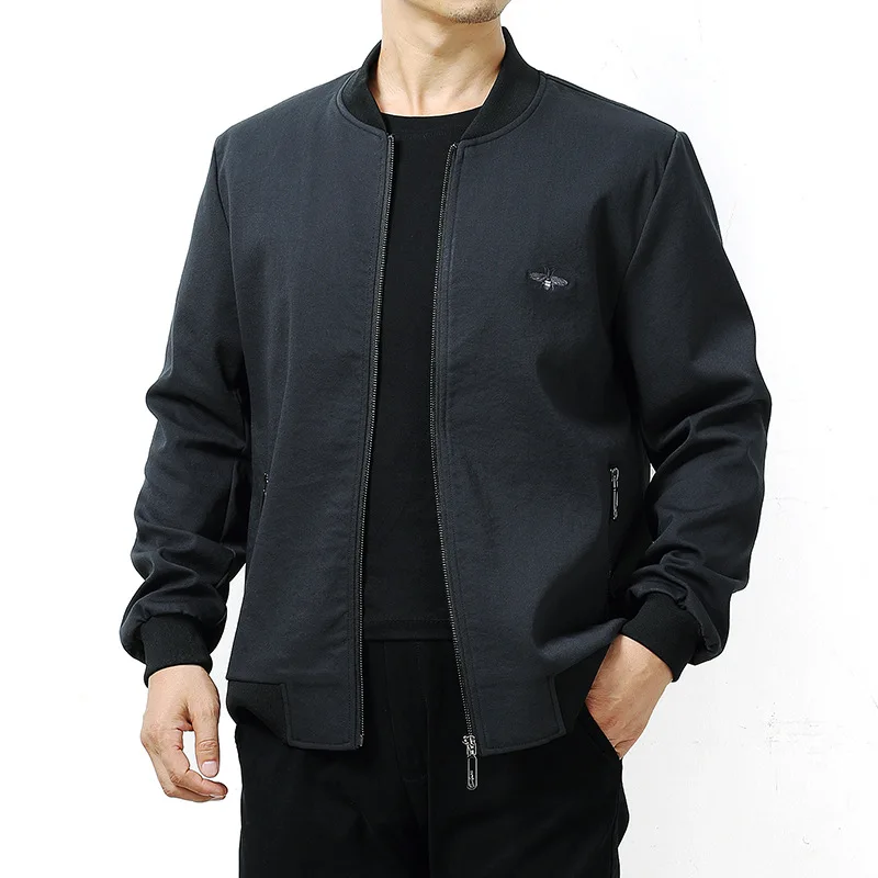 1826 Grey Новая Осенняя мужская куртка большого размера 5XL 6XL 7XL однотонная повседневная мужская куртка с длинными рукавами Свободная темно-синяя черная 120 кг 130 кг 140 кг - Цвет: 1826 Grey