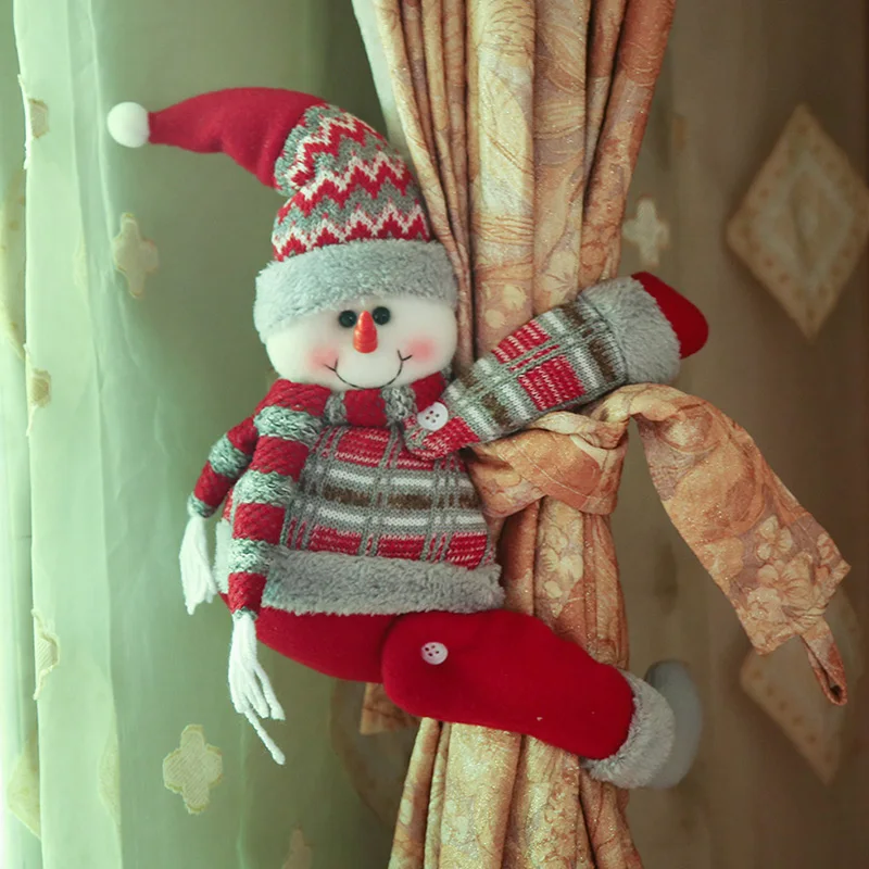 Christmas Curtain Buckle Christmas Home Decorations Santa Claus Snowman Window Ornament Decor Supplies Festival Kids Gifts