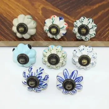 1PC Colorful ceramic Dresser Knobs Drawer Pulls Cabinet Door Knob Handle Antique Rustic Kitchen Hardware Pull