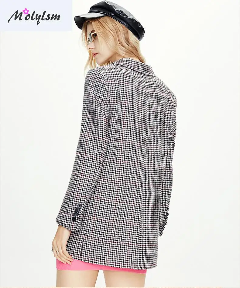 New Wool Plaid Suit Coat In Autumn / Winter 2020 Blazer Women Femme Veste