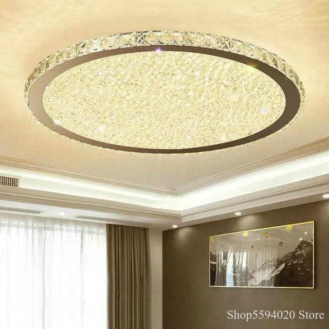 Lámpara de techo moderna de acero inoxidable, luces de techo de cristal de  lujo americano, iluminación LED de techo para decoración del hogar y  dormitorio - AliExpress
