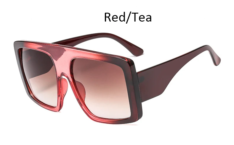 Red Tea Большие квадратные градиентные солнцезащитные очки, Дамская мода, большая оправа, роскошные солнцезащитные очки для женщин, винтажные прозрачные линзы, Брендовые очки - Цвет линз: Red Tea