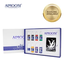 

AIMOOSI Tattoo Ink 8 Colors With 10 Temporary Stencils Top Pigment For Body Art Airbrush Tattoo Consumables Supplies Accessories