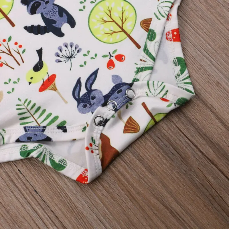 Lovely Newborn Baby Boys Girls Cartoon Fawn Bodysuit Headband Cute Animal Flare Sleeve Jumpsuit Autumn Clothes Outfit