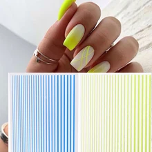 1 лист 3D ногтей стикер полосы ленты флуоресцентные цветные наклейки для ногтей клейкая лента для дизайна ногтей наклейки
