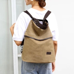Women Canvas Backpack Tote Solid Design Female Pure Cotton Shoulder Bag Solid Ladies' Folding Shopping Bag Eco Large Handbag