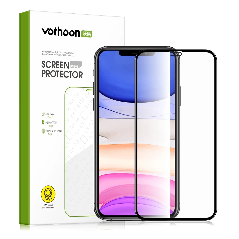 

Vothoon Tempered Protective Glass for iPhone 15 Plus 14 13 12 11 Pro Max Xs Xr Full Coverage Screen Protector Glass