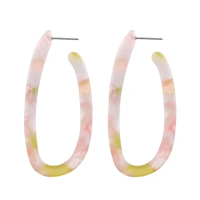 Fashion Leopard Print Multi-Color Acrylic Acetic Acid Drop Earrings for Women Girl Personality Simple Geometric Pendant Earrings - Metal Color: pink