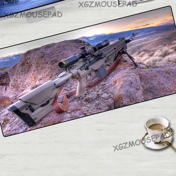

XGZ Military Charge Sniper Rifle Large Mouse Pad Black Lock Edge Computer Table Mat Speed Rubber Non-slip 900x400/600x300 Xxl