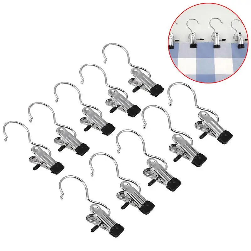 Hook for Hanging Stainelss Steel Hanger 10pcs Boots Adhesive Hooks Laundry Boot Household Gadgets Shoes Clip Clothes