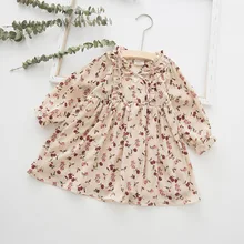 Модные осенние новые детские платья для девочек, шифоновое платье с цветочным рисунком, повседневное рождественское платье для маленьких девочек, Vestido, цветочный принт, Infantil