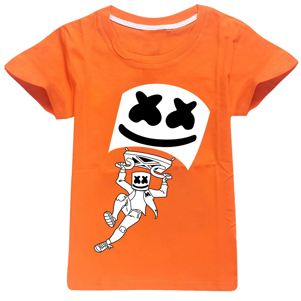Детская одежда из хлопка с маской для диджея; топы для девочек; футболки с короткими рукавами для мальчиков; футболки для мальчиков; модная одежда; Camiseta