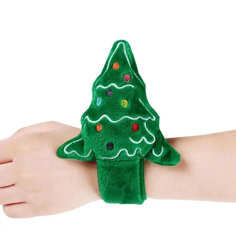 Lovely Christmas Patting Bracelet Xmas Tree Santa Claus Children Gift Toy Xmas Ornaments Luminous Slap Bracelet Kids Wrist Band - Цвет: C christmas tree