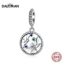 DALARAN 925 пробы Серебряная Стрекоза Подвески для ожерелья медальон подходит Шарм браслет Аутентичные женские ювелирные изделия аксессуары