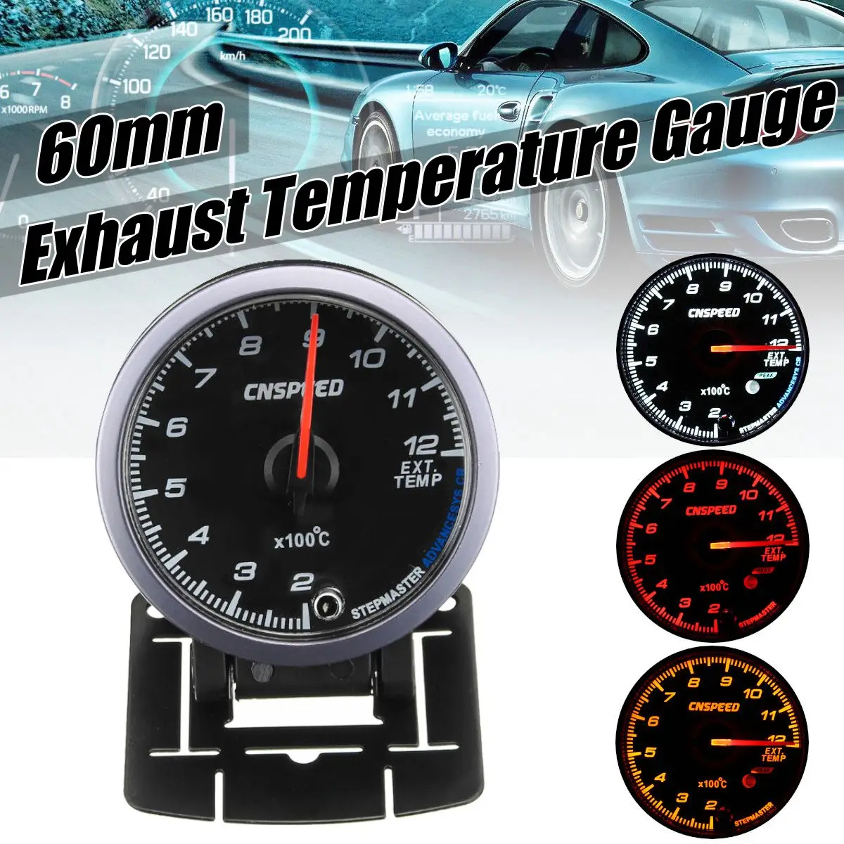 60mm Exhaust Gas Temp Gauge 12V 200 1200 Celsius EGT with Sensor Gauge