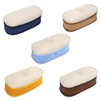 

Canvas Women Case Large Capacity Double Zipper Novelty Beauty Solid Compressive Resistance Pencil School Stationery Pen Bag