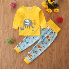 CYSINCOS/осенние детские комплекты одежды для мальчиков и девочек, спортивный костюм хлопковый костюм комплекты из футболки с принтом и штанов белье для высокой талии