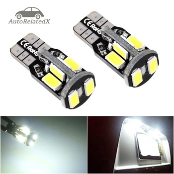 

2x T10 W5W Car Canbus LED Bulb 10 5730 5630 SMD For Side Marker Wedge License Plate Reading Lamp White Warm Lights
