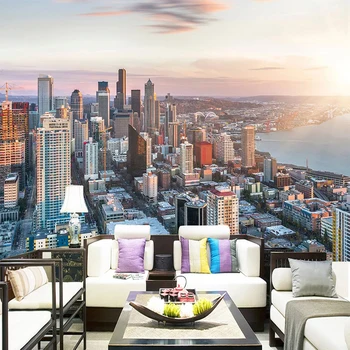 

Custom 3D Photo Wallpaper Beautiful City Building Landscape Large Mural Non-woven Embossed Wallpaper For Living Room Study Room