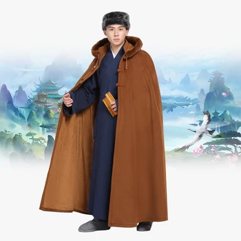 

New High quality Chinese clothes for men Monk Meditation cloak Thickening Keep warm Cape Meditation Zen clothes Robe Hanfu men