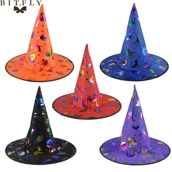 

2020 New Color Witch Hats Wizard Top Hat Party Cap Cosplay Fancy Dress Halloween Masquerade birthday Head Wear Gift