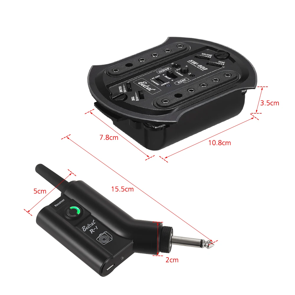 Belcat SW400+ R1 UHF перезаряжаемая Акустическая гитара беспроводная звуковая система звукового отверстия с приемником Max.50M Диапазон передачи