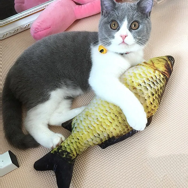 Забавный Кот игрушка кошка игрушка 3D рыбы Форма котенок игрушки Моделирование рыбы, мягкая подушка кукла прочных домашних животных 5 шт./компл
