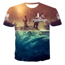 T shirt d'été pour hommes et femmes, nouveau style de dessin animé 3D, à la mode, de loisirs, de poisson drôle, pour enfants