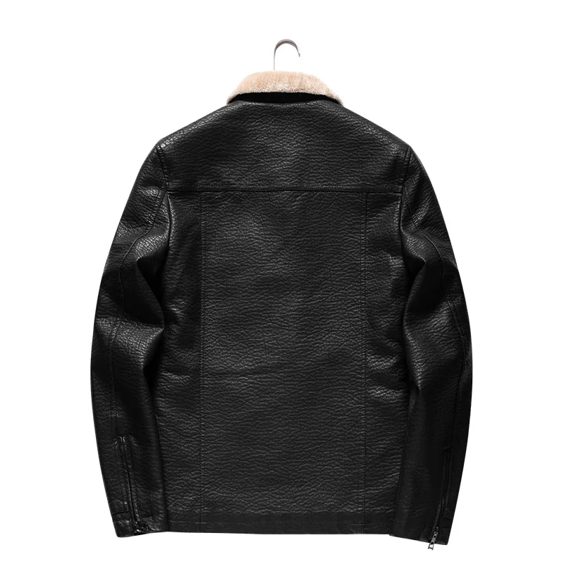 Black Friday Winter New Men's Stand Collar Jacket Plus Velvet PU Leather Leisure Motorcycle Coat Men Fleece Jacket Baseball Large Size M-4XL