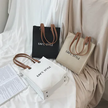 

Canvas women bag 2020 new wild shoulder fashion vertical square handbag