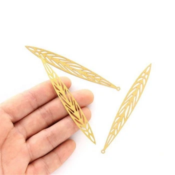 

50pcs/lot creative gold color hollow leaf charms connectors for earrings diy jewelry making necklace pendant accessories