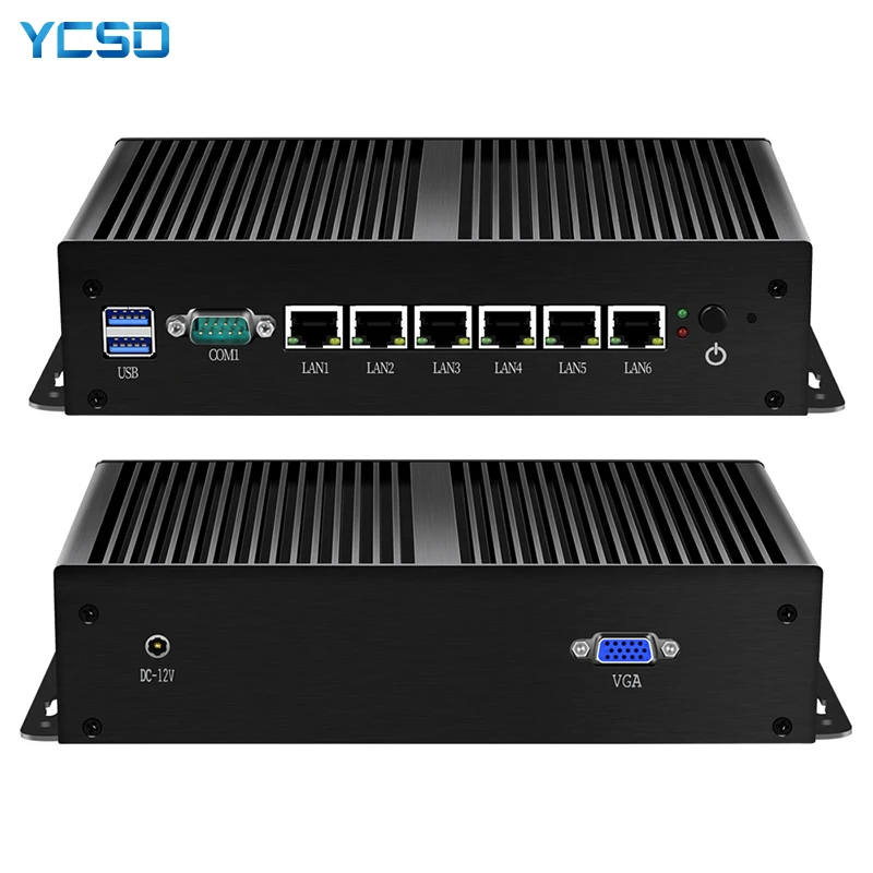 HLY 6*1000 Мбит/с LAN Мини ПК Intel Core i3 7100U Celeron 3955U 3855U маршрутизатор брандмауэр Linux Windows 10