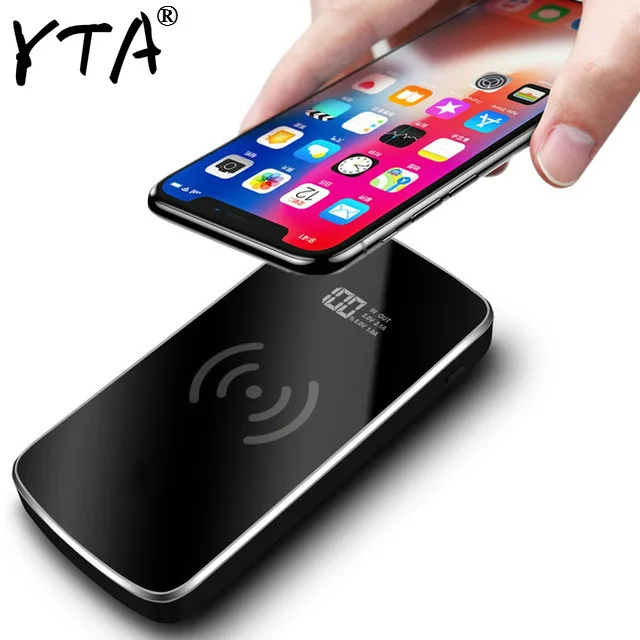 

Qi Wireless Charger 2 USB Power Bank 30000mAh Portable Fast Powerbank Qi Charging Pad For iPhone 8 X XS Max XR Samsung S9 S8