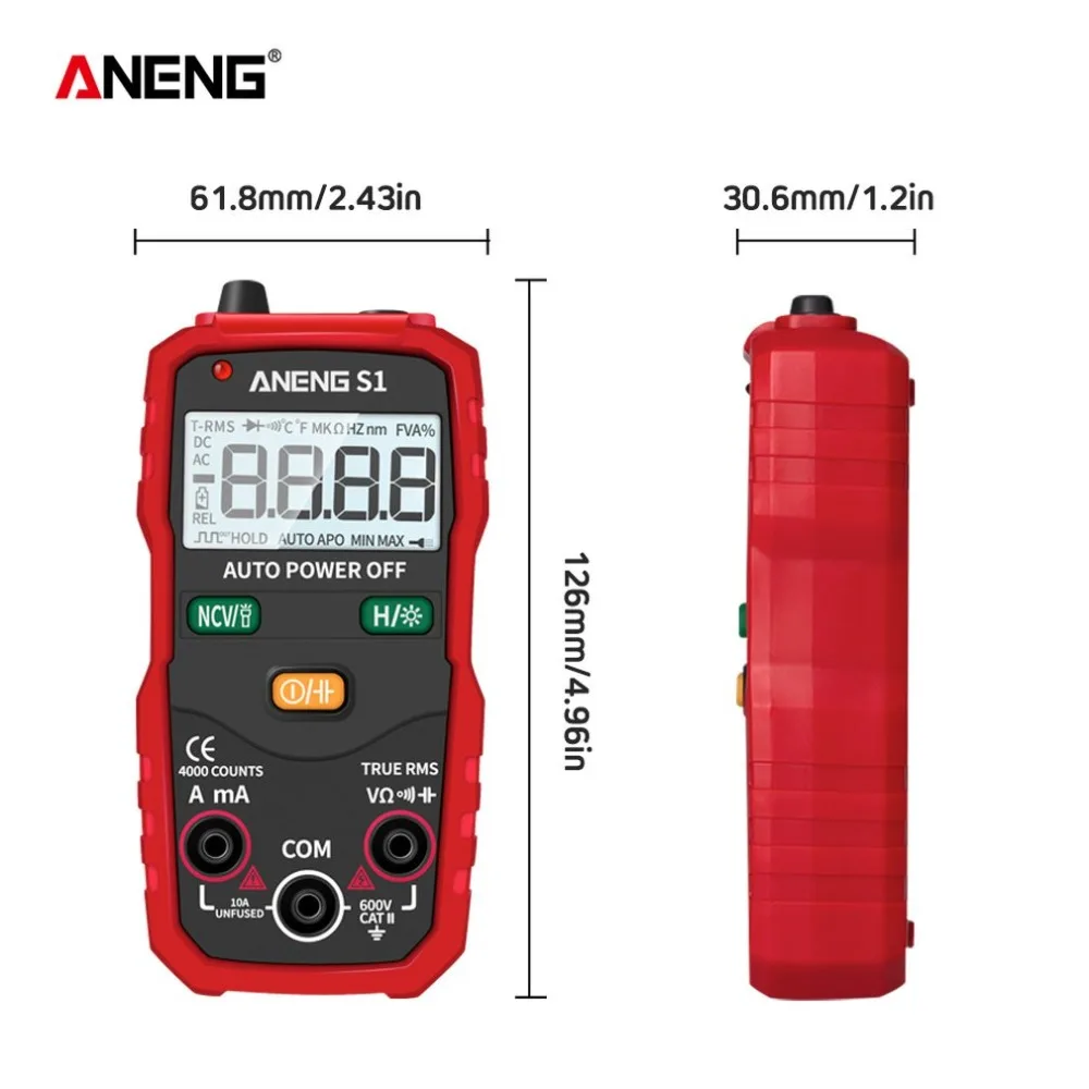 ANENG S1 ЖК-цифровой мультиметр Мини DC/AC Измеритель Напряжения тока ручной диод NCV тестер фонарик мультитестер