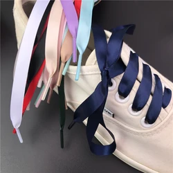 1pair Satin Shoelaces Silk Ribbon Sneaker Shoelace Kids and  Adult 1cm Width 80/100/120/150CM Lenth Shoe Laces Dropshipping