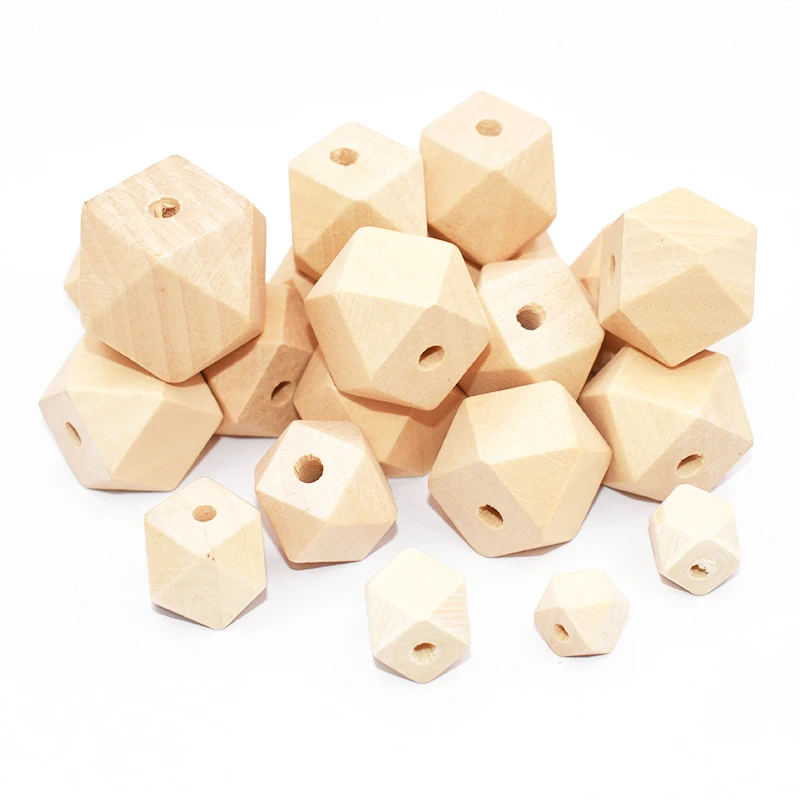 

Unfinished Geometric Spacer Wooden Beads 10-30mm Natural Faceted Loose Wood Bead For Jewelry Making Handmake DIY Accessories